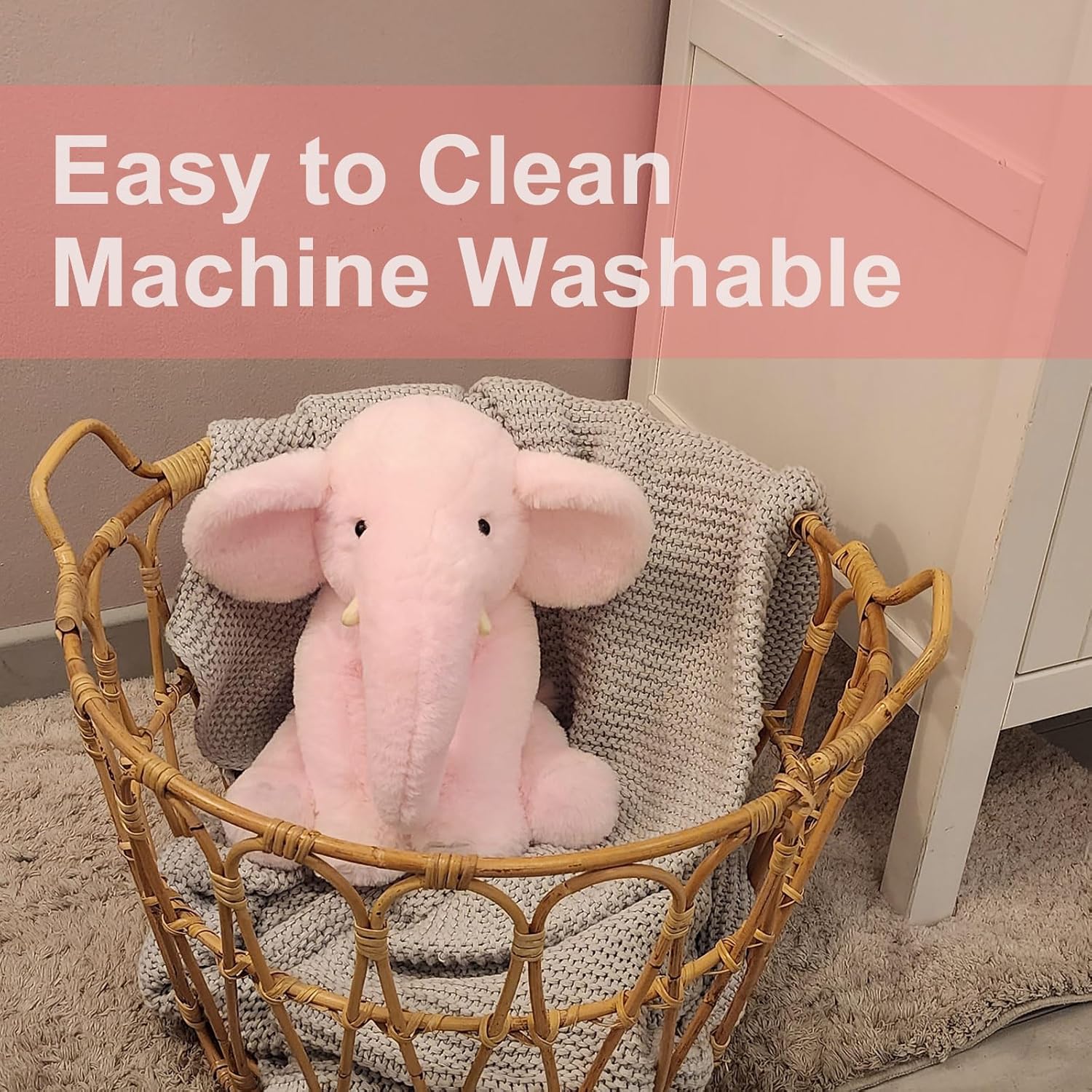 Thumbnail 3 de WEIGEDU Plüsch-Elefant 33 cm (rosa) – Kuscheltier mit großen Ohren und langer Nase