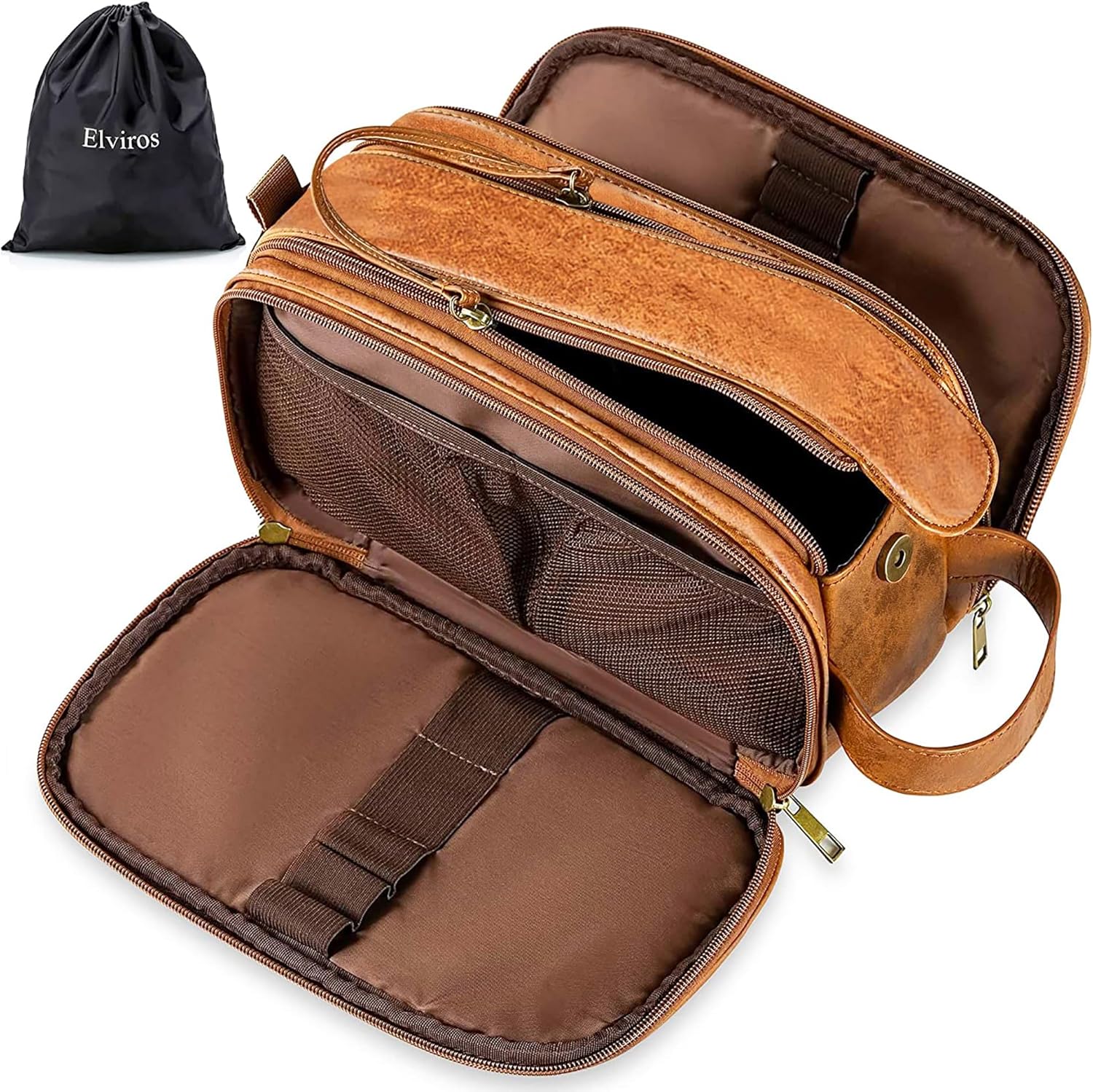 Detalle de Elviros Water-Resistant PU Leather Toiletry Bag 12in