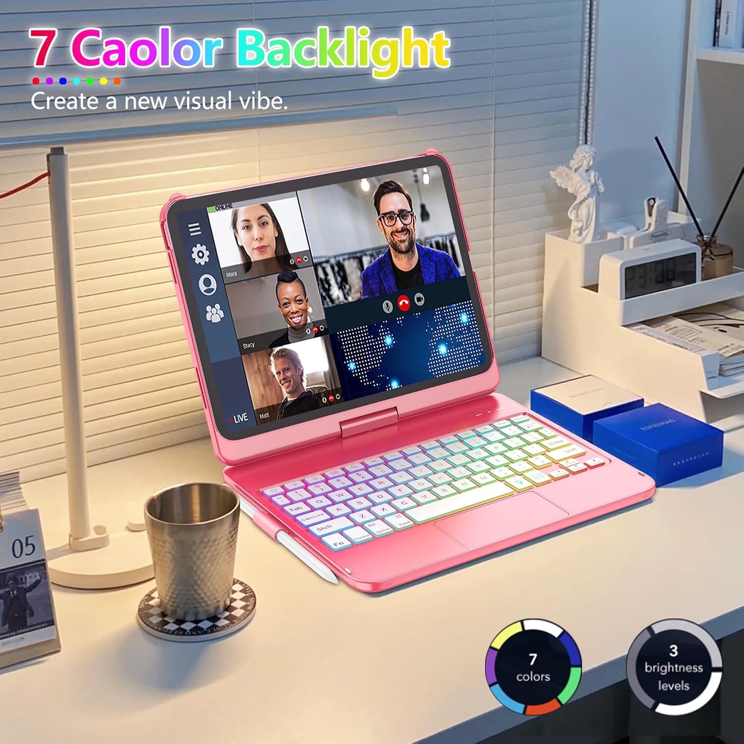 Thumbnail 4 de FUWANG Touch Keyboard Case for iPad (A16) 11th Gen & 10th Gen 10.9" with 360° Rotating Backlit Keyboard and Multi-Touch Trackpad