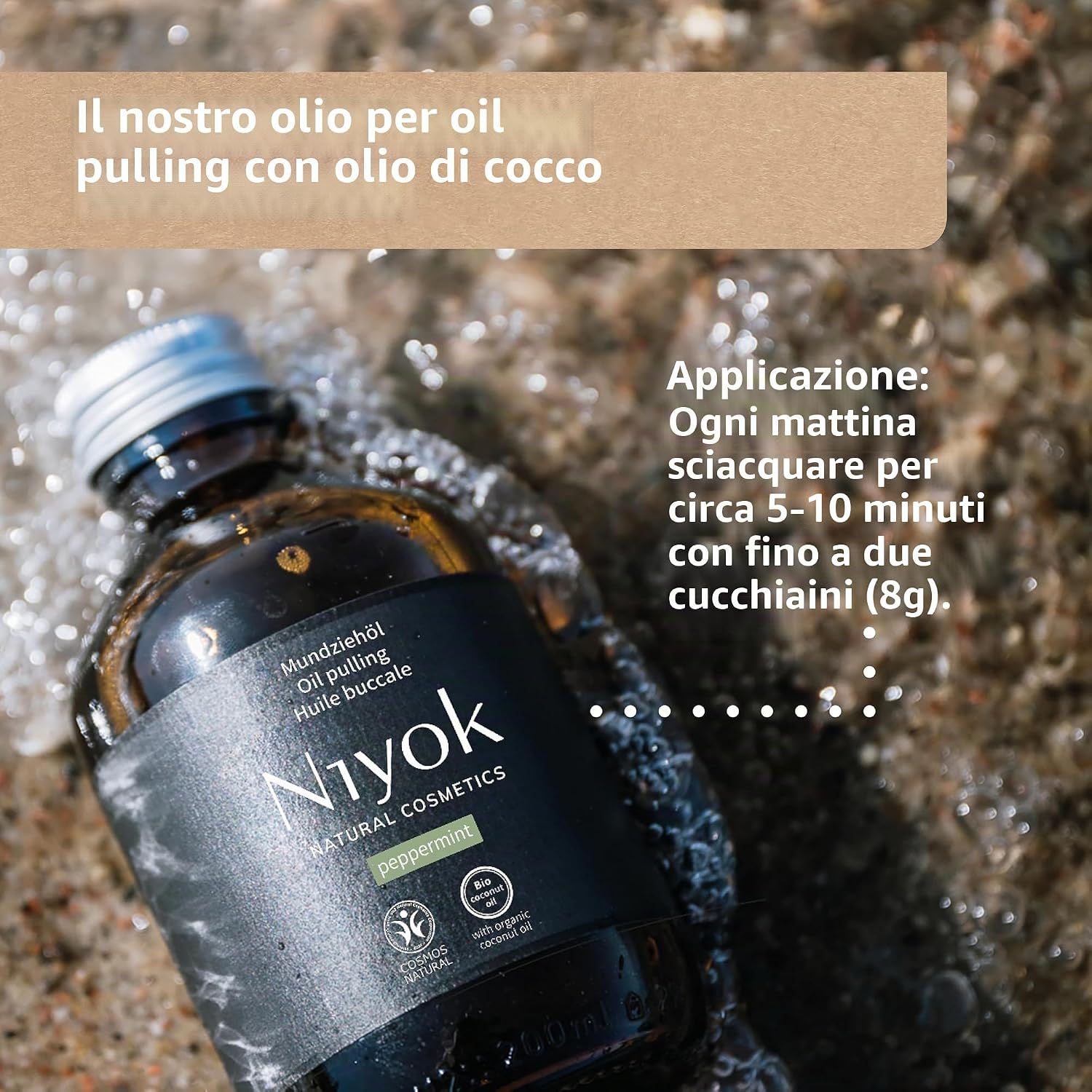 Detalle de Niyok Olio per oil pulling bio Menta Piperita 200 ml – crema naturale per igiene orale