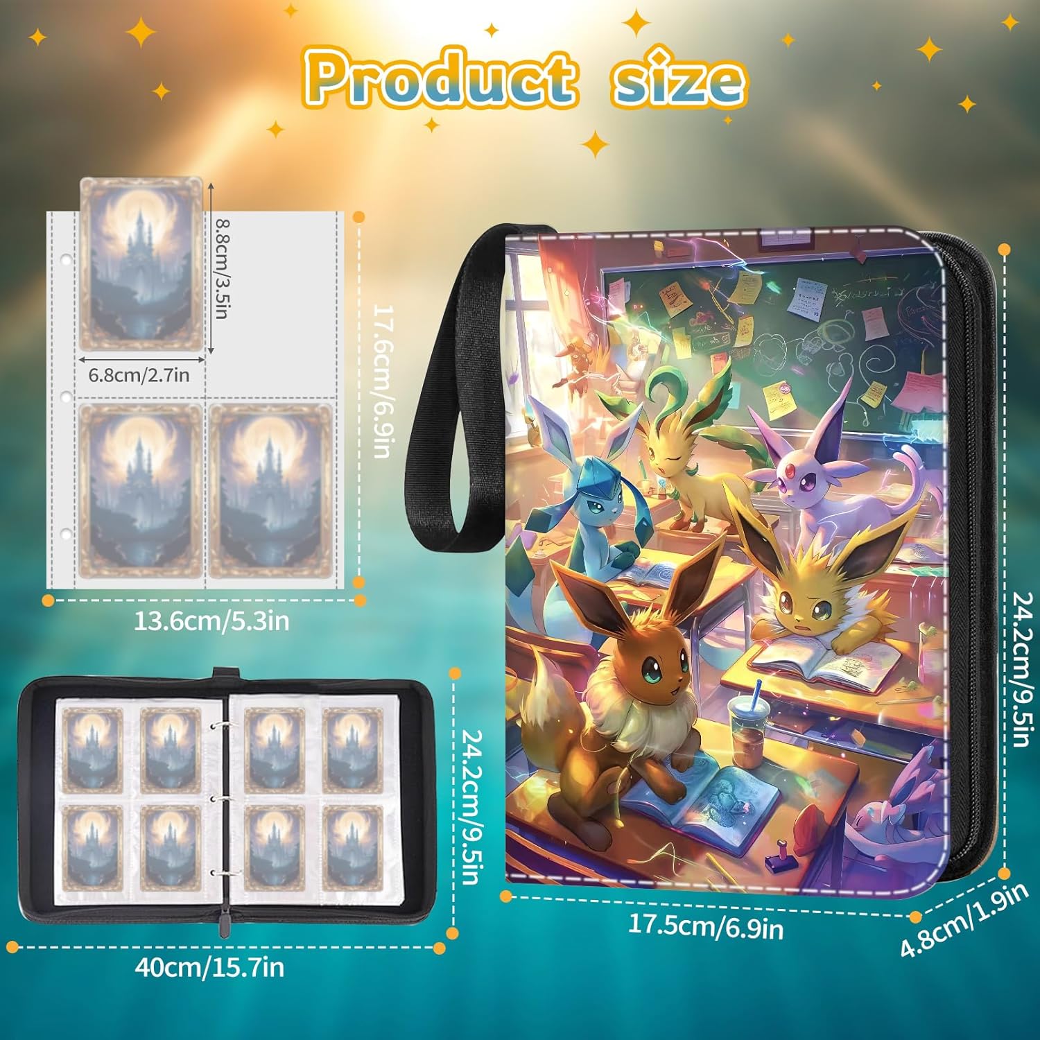 Thumbnail 1 de ZZKW Sammelkarten-Album mit Reißverschluss (50 Seiten, bis 400 Karten) – wasserdichtes Card Binder