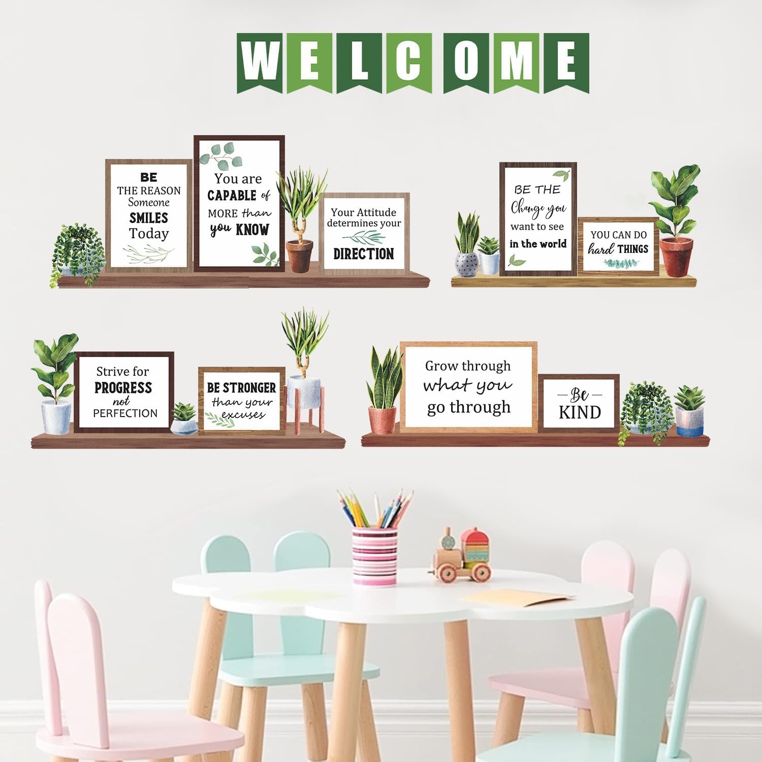 Detalle de TOARTi Colorful Rainbow Motivational Quotes Wall Stickers for Kids