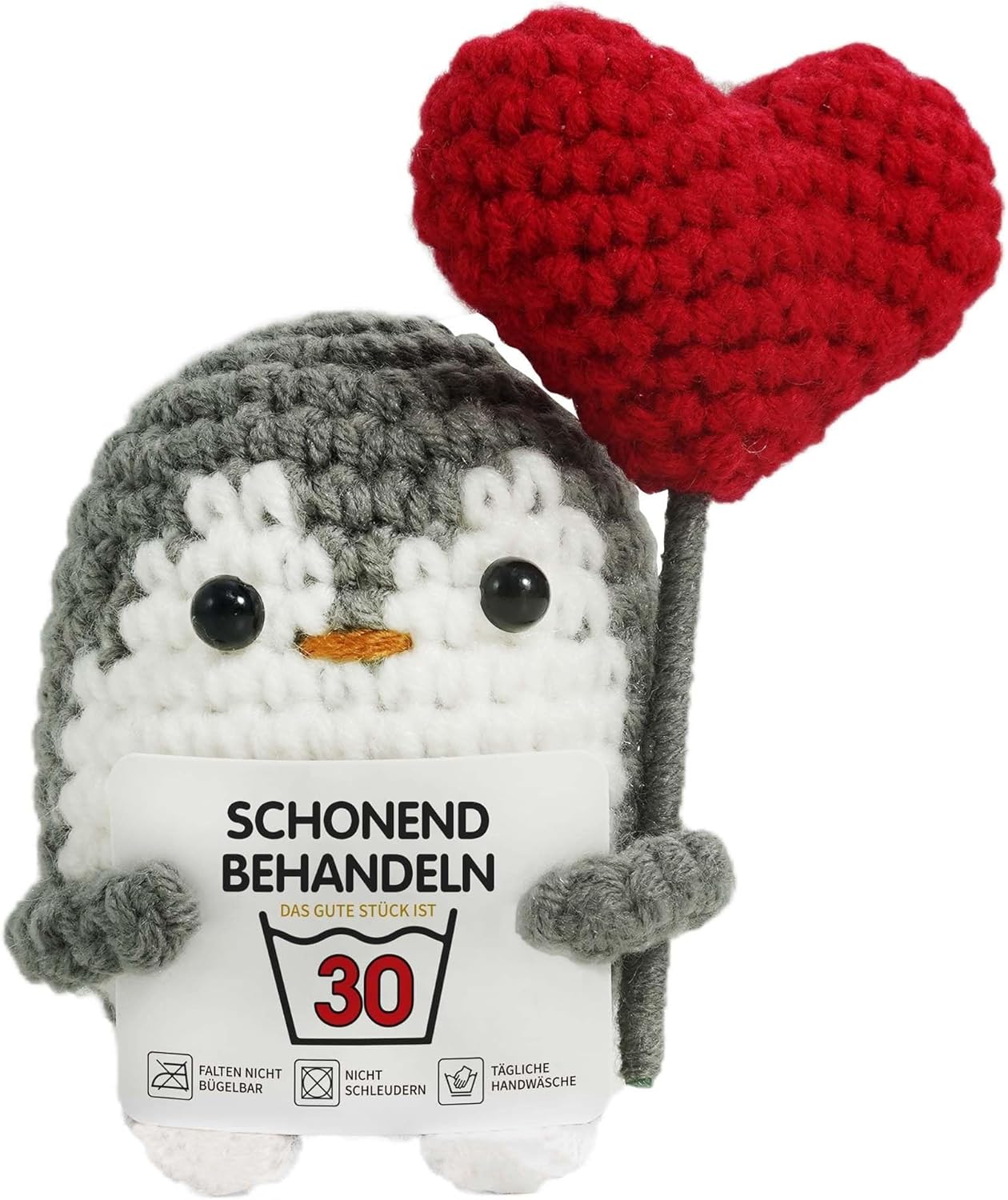 Detalle de ZIENZENGYA 30 Geburtstagsgeschenk – gestrickter Pinguin mit Grußkarte und Edelstahl-Anhänger