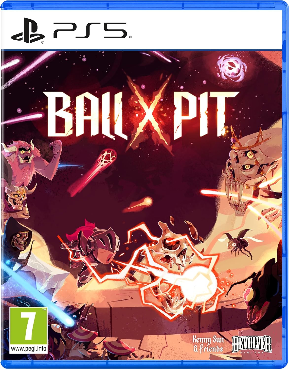 Detalle de BALL x PIT - PS5 de IAM8BIT | Edición física con cartas y póster, fusiona bolas y explora Nueva Bolabilonia