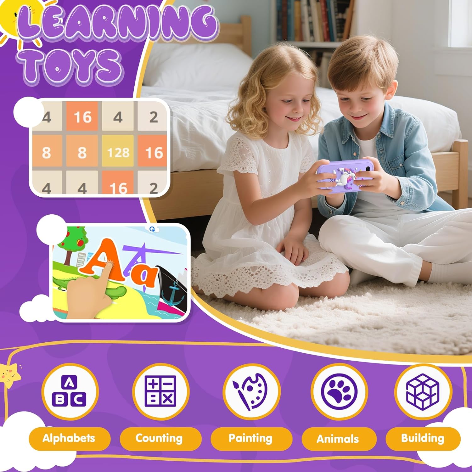 Thumbnail 5 de Kids Smart Phone Toys for Girls (SnowCinda) – 2.8" Touchscreen Toy Phone with Dual Camera, Music Player & 20 Games