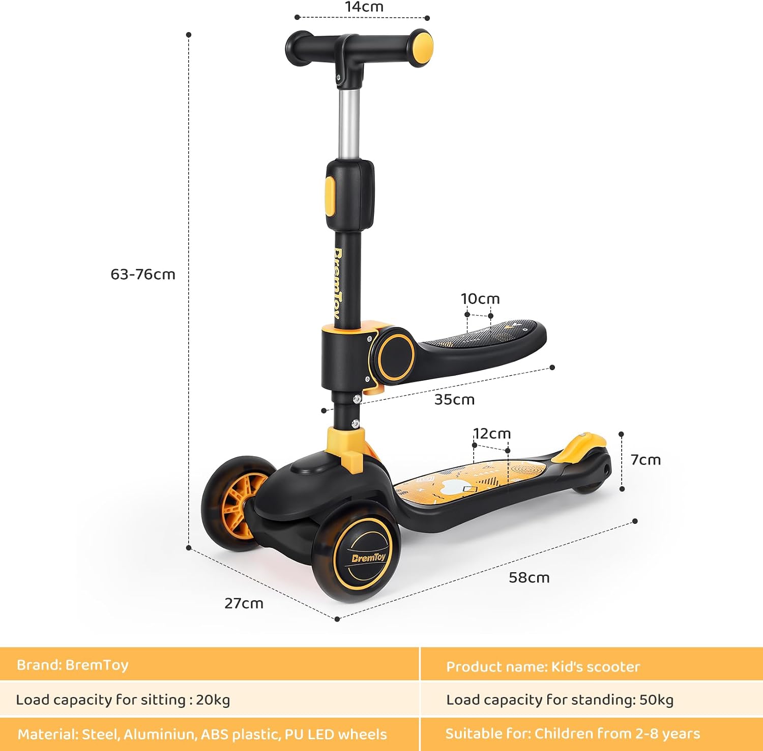 Thumbnail 6 de BremToy Kinderroller mit Sitz 50 kg Traglast