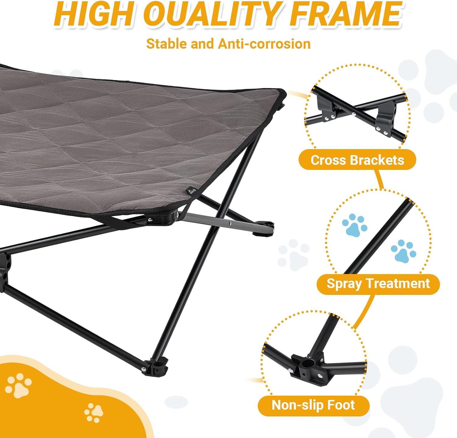 Thumbnail 4 de KingCamp Raised Dog Bed Outdoor & Indoor (Foldable, Removable Mat) – M up to 60kg