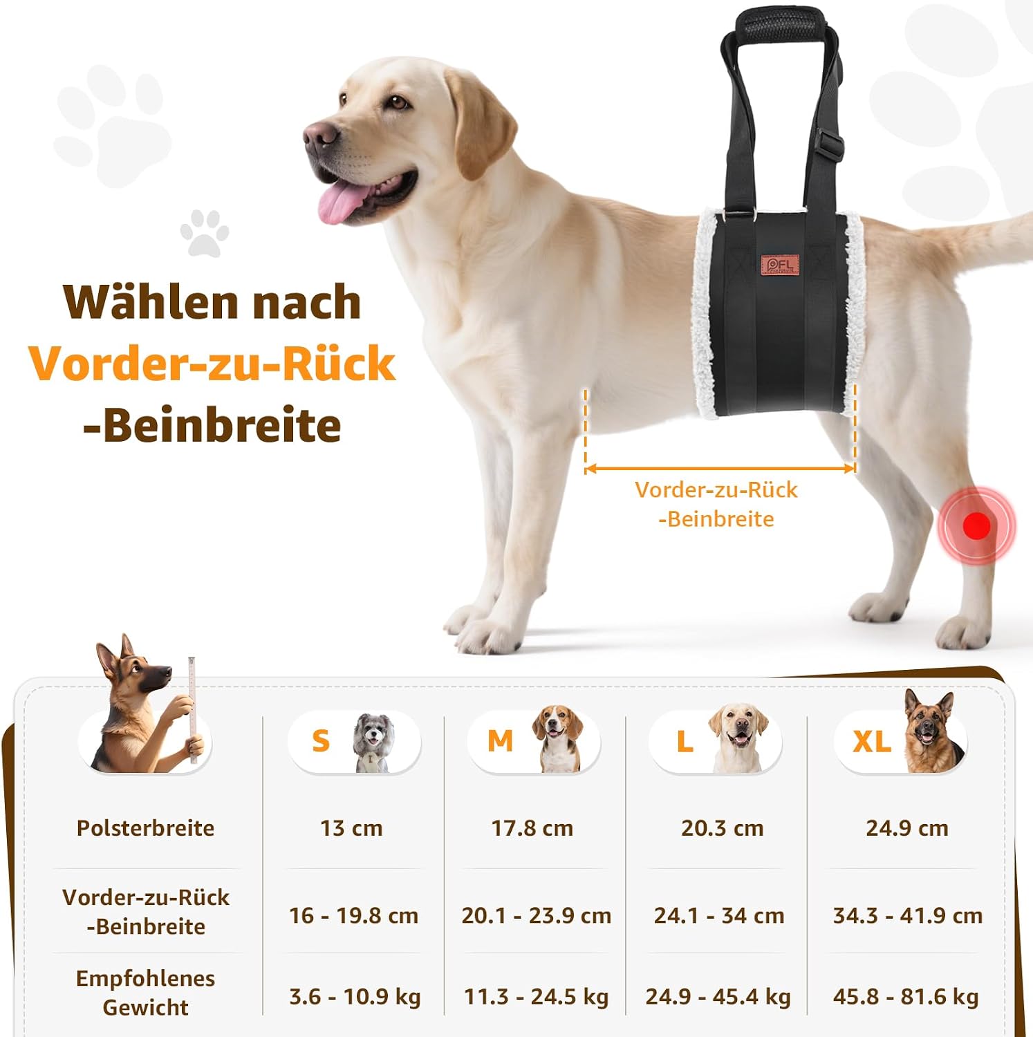 Detalle 2 de Verstellbarer Hunde Tragehilfe – Tragbarer Tragegurt zur Rehabilitation für mittlere und große Hunde