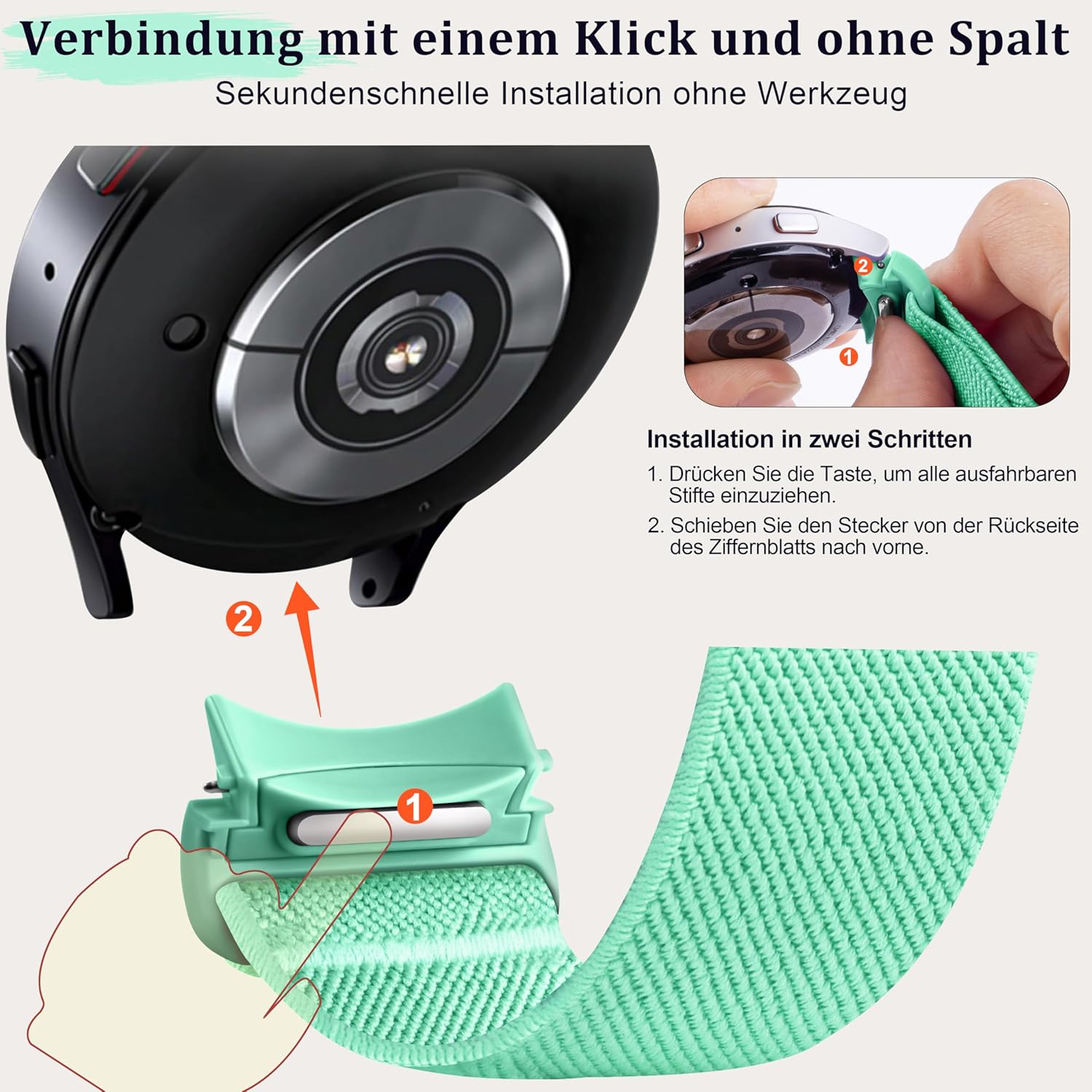 Thumbnail 2 de Polyjoy Ein-Klick elastisches Armband für Samsung Galaxy Watch 7/6/5/4 (40–47 mm) mit Magnetverschluss
