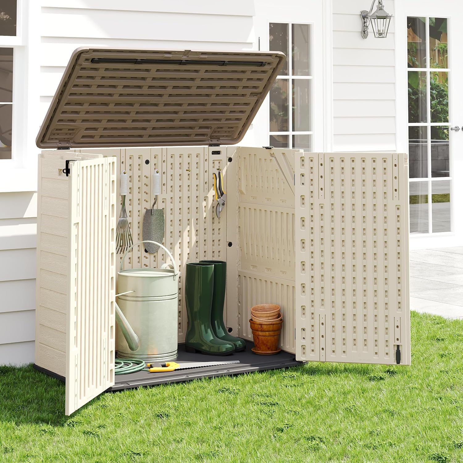 Thumbnail 6 de IWDOO Outdoor Storage Cabinet, 31 Cu. Ft. Waterproof Resin Shed