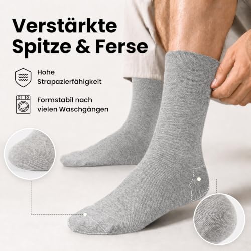 Detalle de SukModen Diabetiker-Socken Herren & Damen – 10 Paar, ohne Gummibund, weiche Baumwolle, nahtloser Zehenbereich