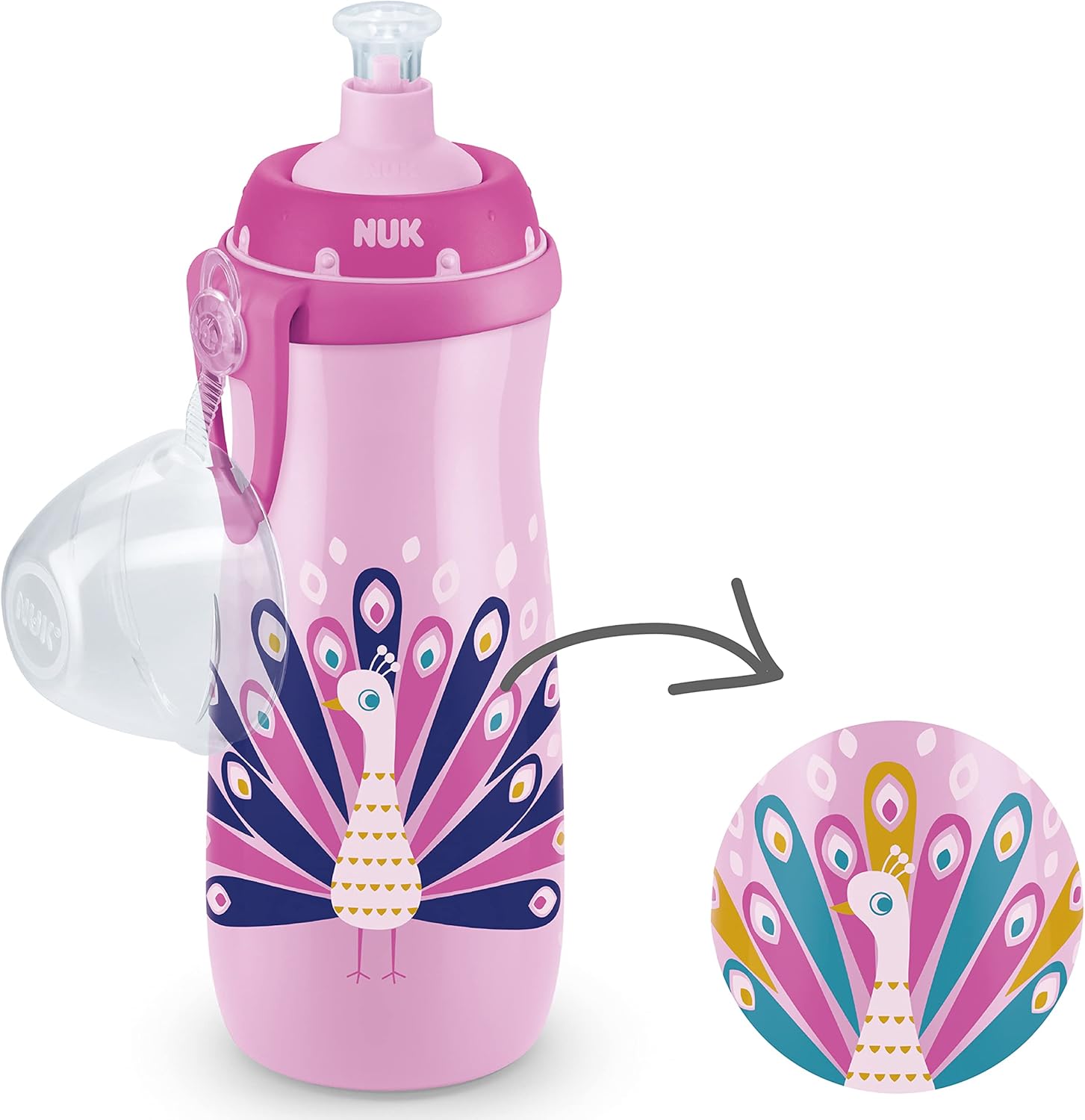 Thumbnail 1 de NUK Sports Cup Toddler Cup 450 ml Peacock Pink