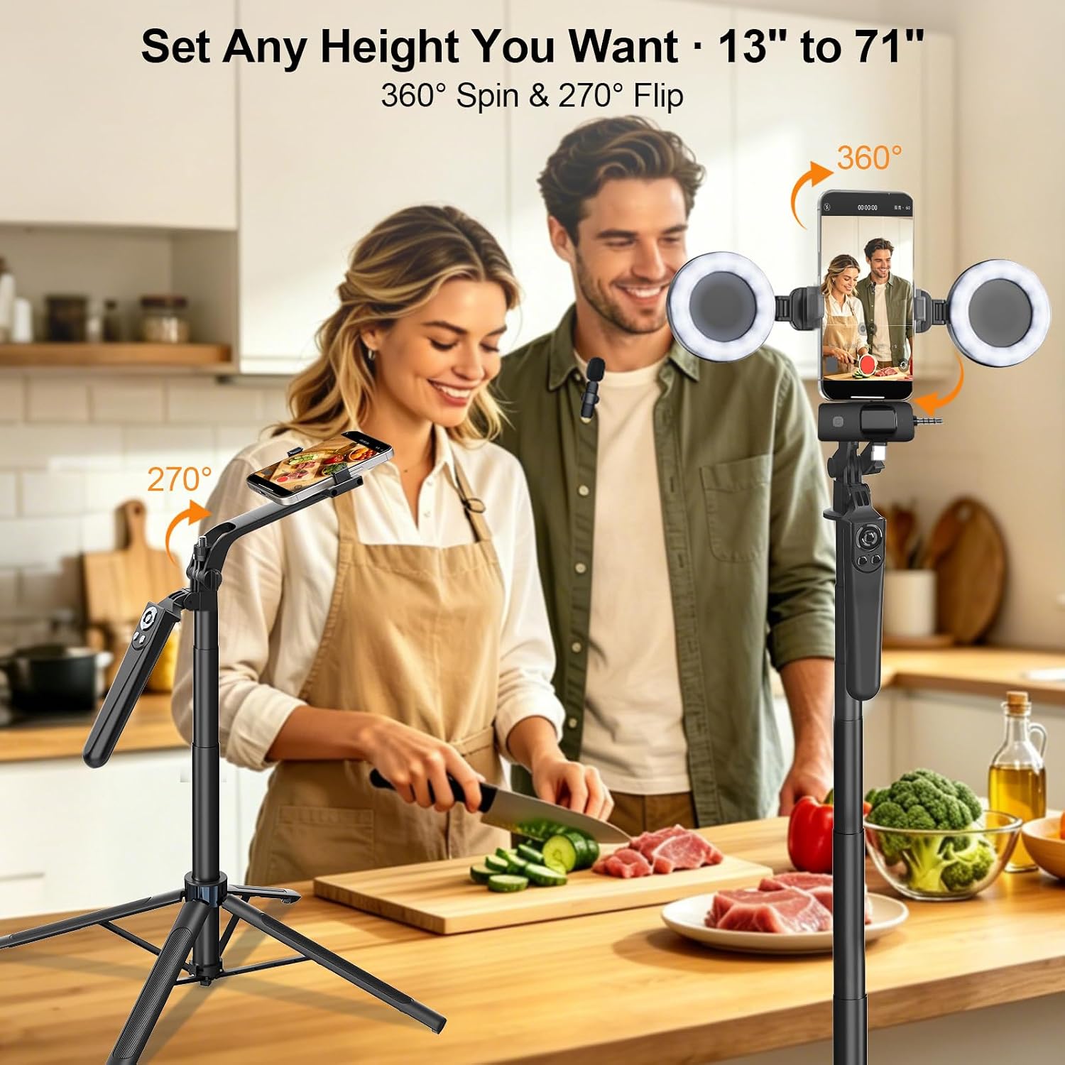 Thumbnail 5 de Ocwqp H29k-LM40-MKFD Vlogging Kit with 71-Inch Tripod, Lights & Wireless Mic