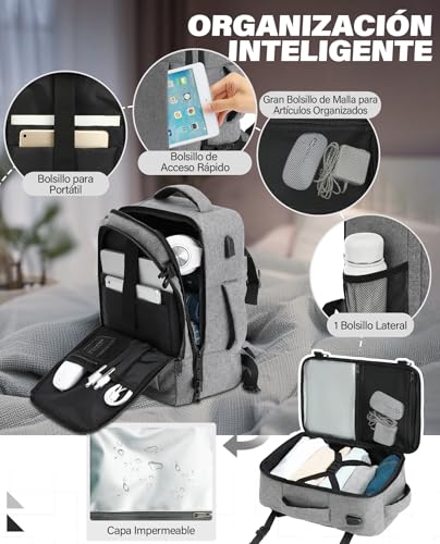 Thumbnail 3 de VANKEV Mochila de Viaje Cabina 40x20x25 cm (20L) para Ryanair – 14" portátil, gris