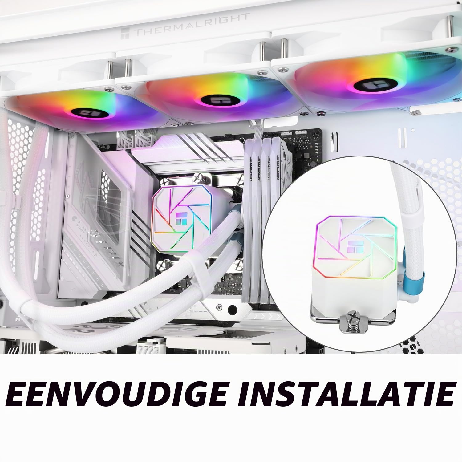 Detalle 2 de Thermalright AE360 White V3 360-mm AIO-waterkoeler met 3 ARGB PWM-ventilatoren