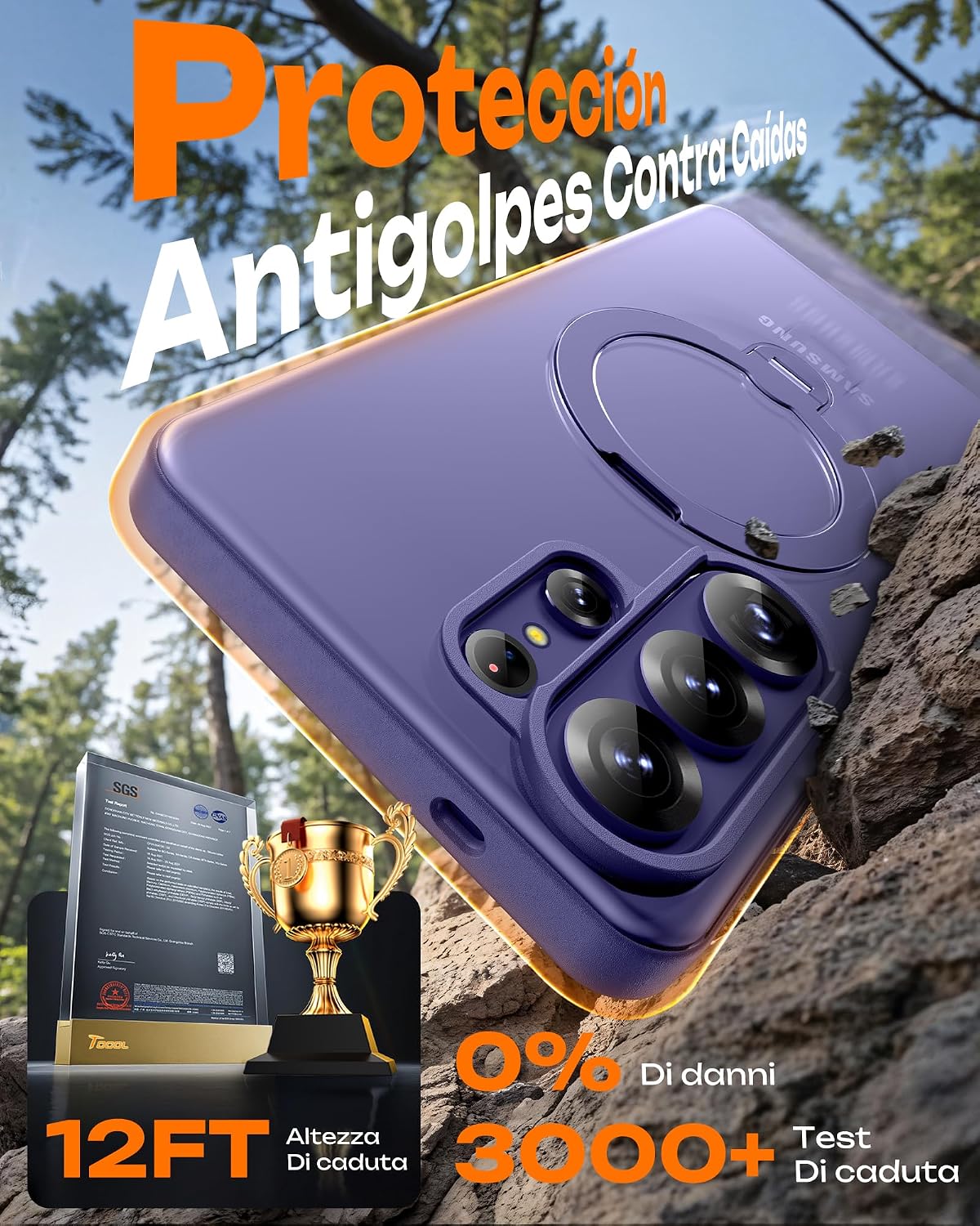 Detalle 2 de TOCOL Cover magnetica con supporto per Samsung Galaxy S26 Ultra 6,9” compatibile MagSafe, viola