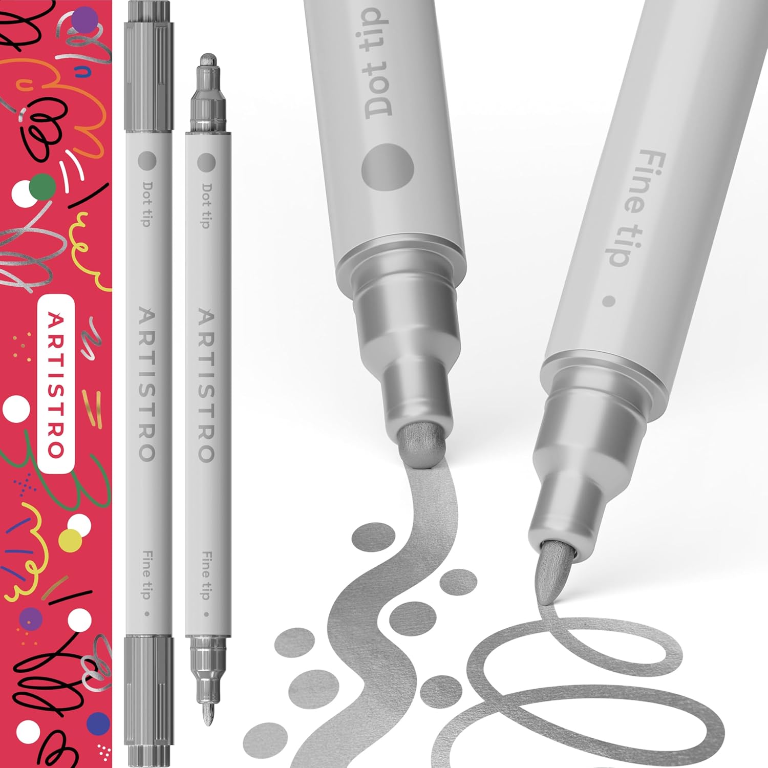 Thumbnail 6 de Artistro ARTISTRO 2 White Acrylic Paint Pens (Dual Tip) – Brush + Fine 1 mm for quick acrylic details