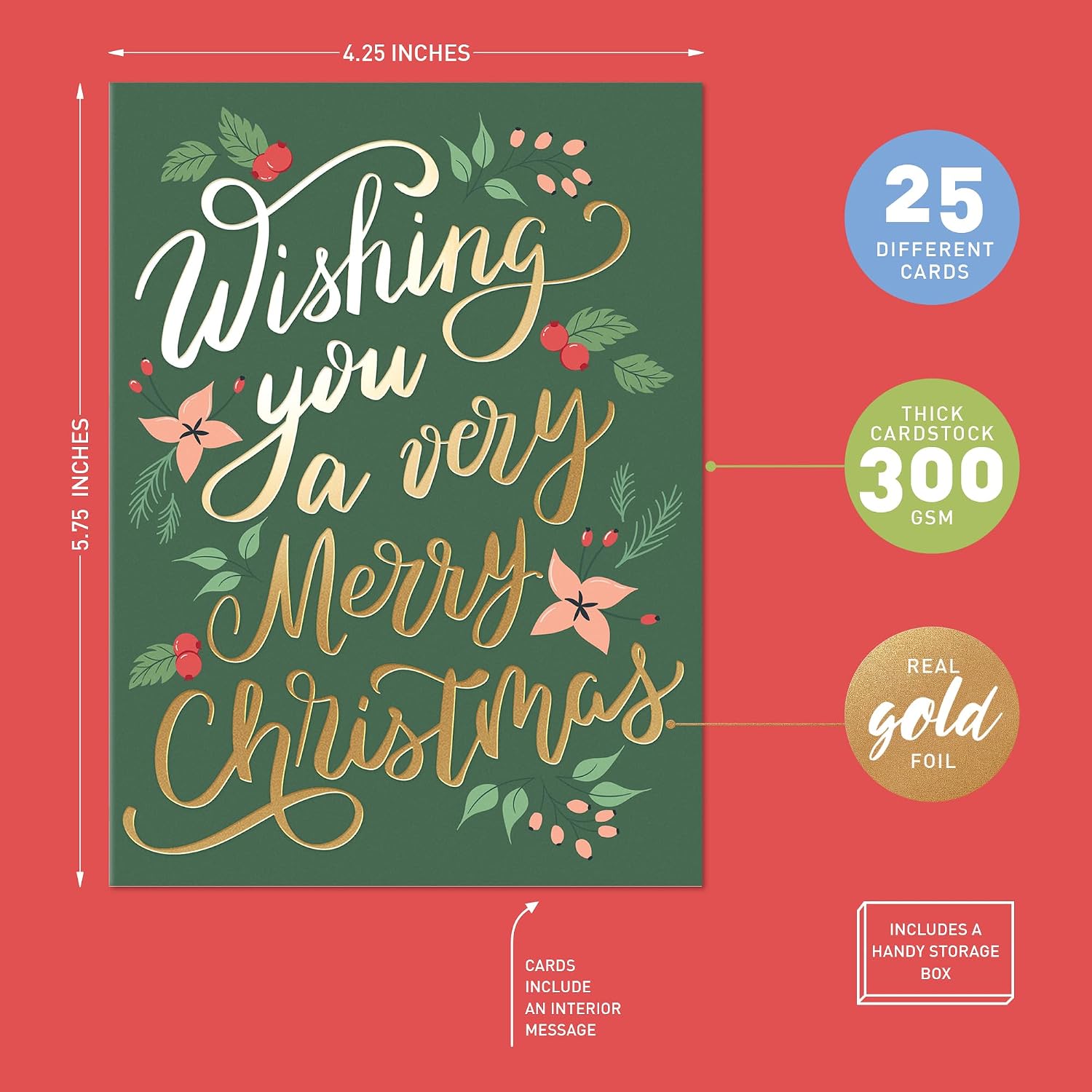 Detalle 2 de Sweetzer&Orange Christmas Cards Set, 100 Cards
