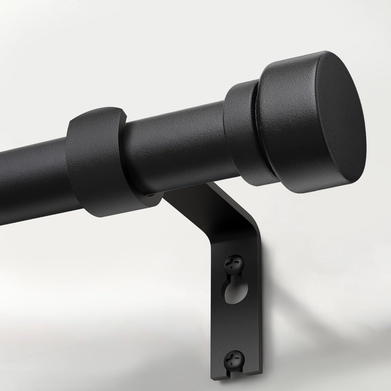 Detalle de Lootkell Matte Black Curtain Rod, Adjustable 32–144 in., 1-Inch Iron