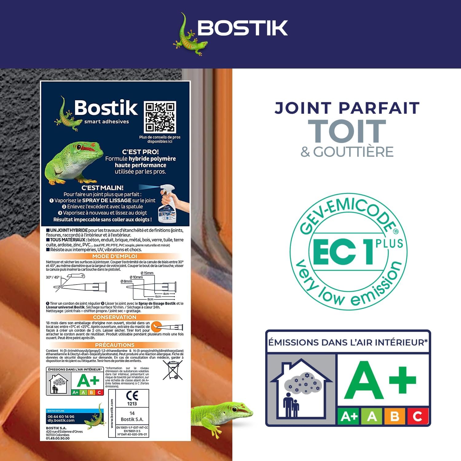 Thumbnail 4 de Bostik Mastic d’Étanchéité Joint Parfait Toit et Gouttière – 290 ml, Gris, Hybride Polymère
