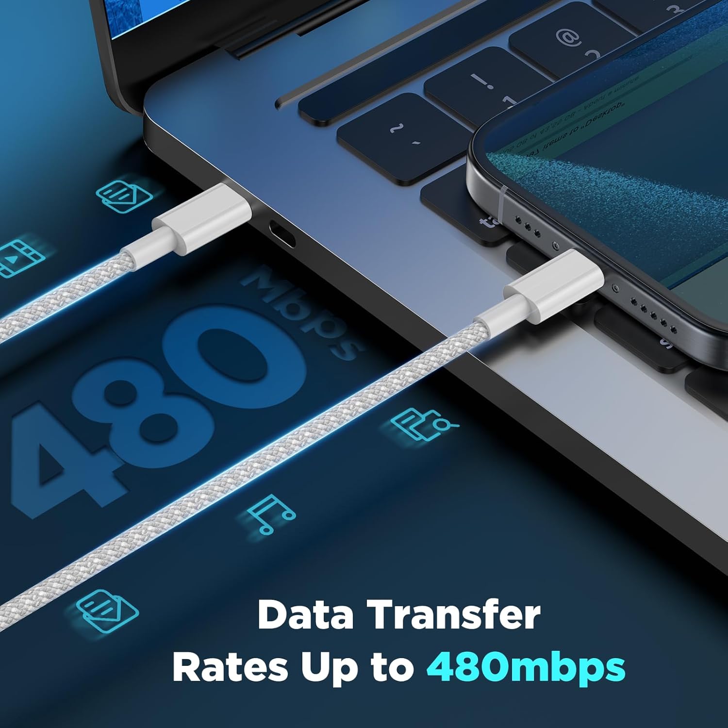 Thumbnail 2 de USB-C to USB-C Cable 6FT + 10FT 2-Pack (60W) Fast Charging & Data Sync Cord for iPhone 17/16/15, iPad, MacBook, Samsung Galaxy