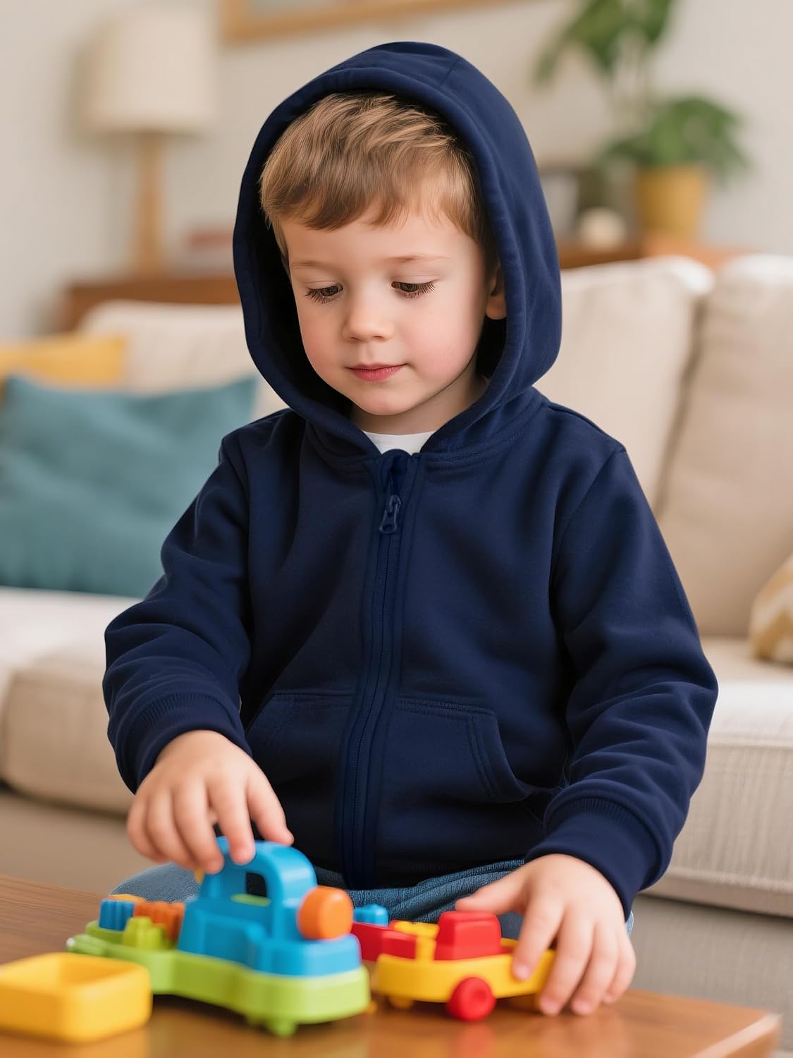 Detalle de Cooraby 3-Pack Baby & Toddler Boys' Fleece Hoodies, Full-Zip, 6M–5T