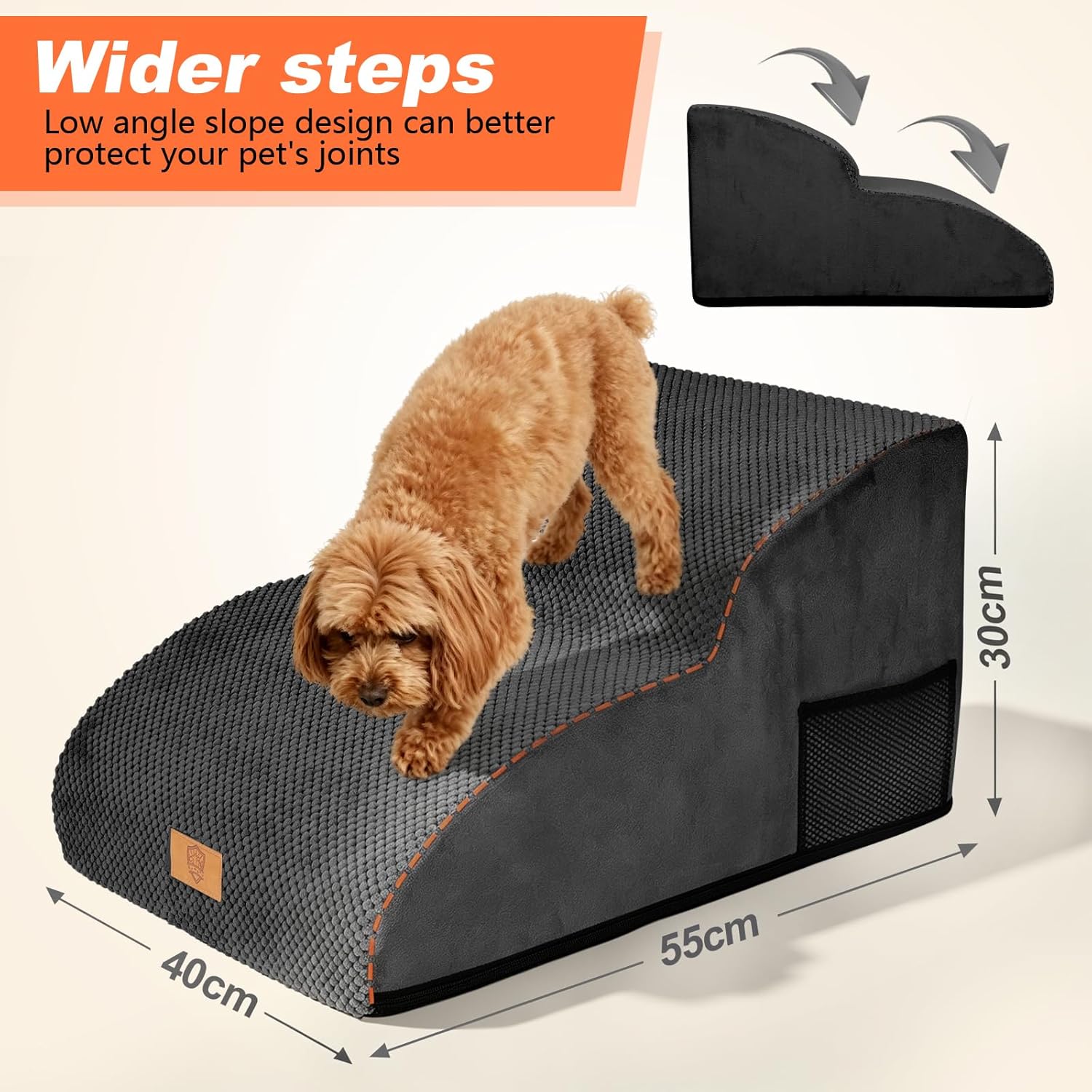 Detalle de Masthome 2-Step Sofa Dog Steps: Waterproof, Non-Slip Ramp with Removable Cover