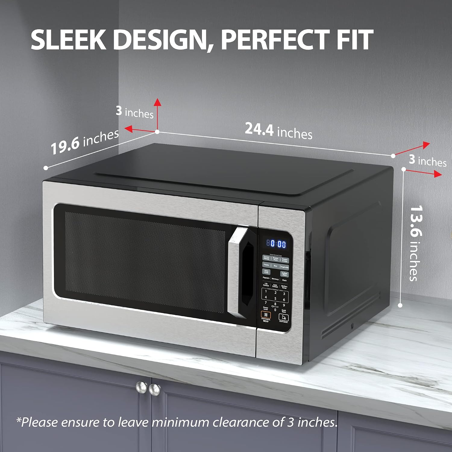 Detalle de Toshiba ML-EM62P(SS) Large-Capacity Countertop Microwave with Humidity Sensor, 6 Auto Menus, Eco Mode & Sound On/Off