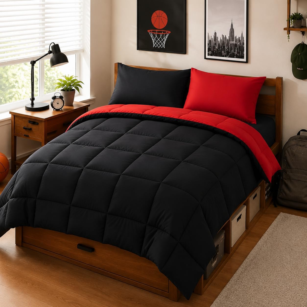 Thumbnail 2 de Anluoer Twin XL Comforter Set (5 Pieces) – Black Bed in a Bag