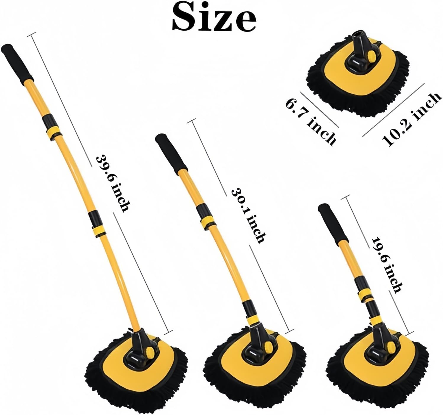 Detalle de BMLEI Car Wash Brush Kit with Long Handle, Curved Extension Pole, Microfiber Mop Mitt & 2 Replacement Heads