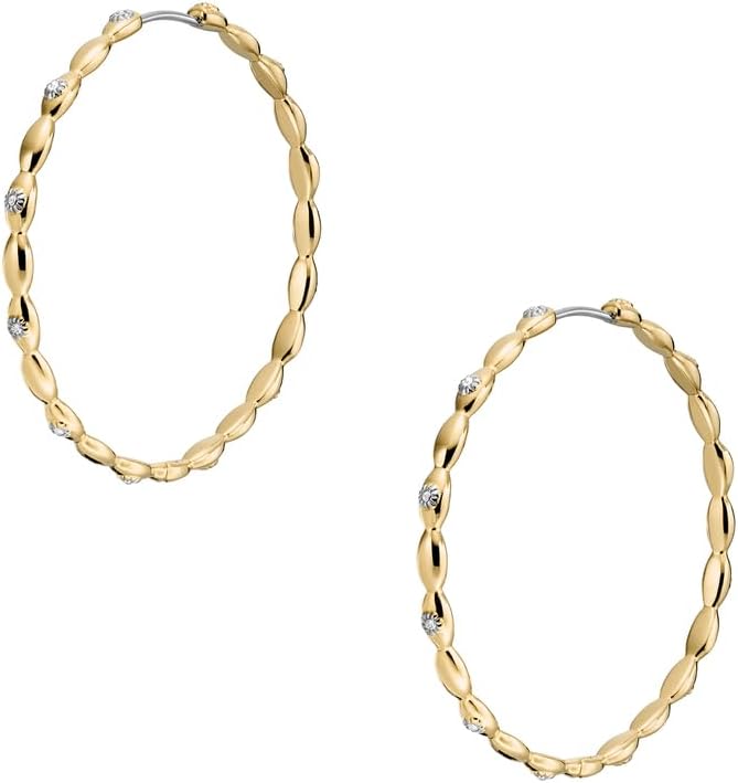 Thumbnail 2 de Fossil boucles d'oreilles en acier inoxydable doré avec fermoir anneau pour femmes