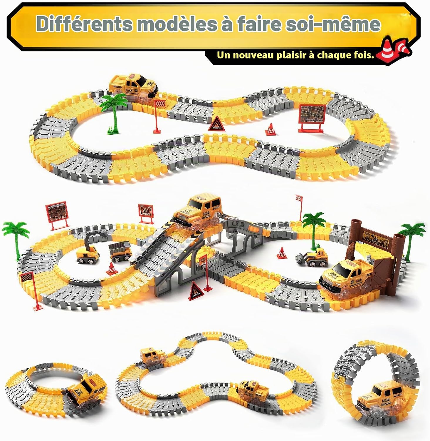 Thumbnail 6 de Coroiesty YKTJC autocircuit met 264 onderdelen, 5 auto's en flexibele rails