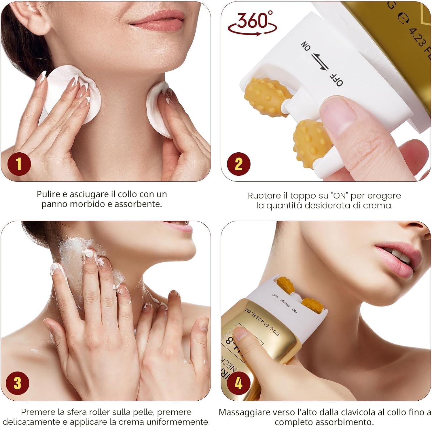 Thumbnail 6 de Ah-8: Crema per il Collo con Massaggiatore a Rullo per rassodare e nutrire