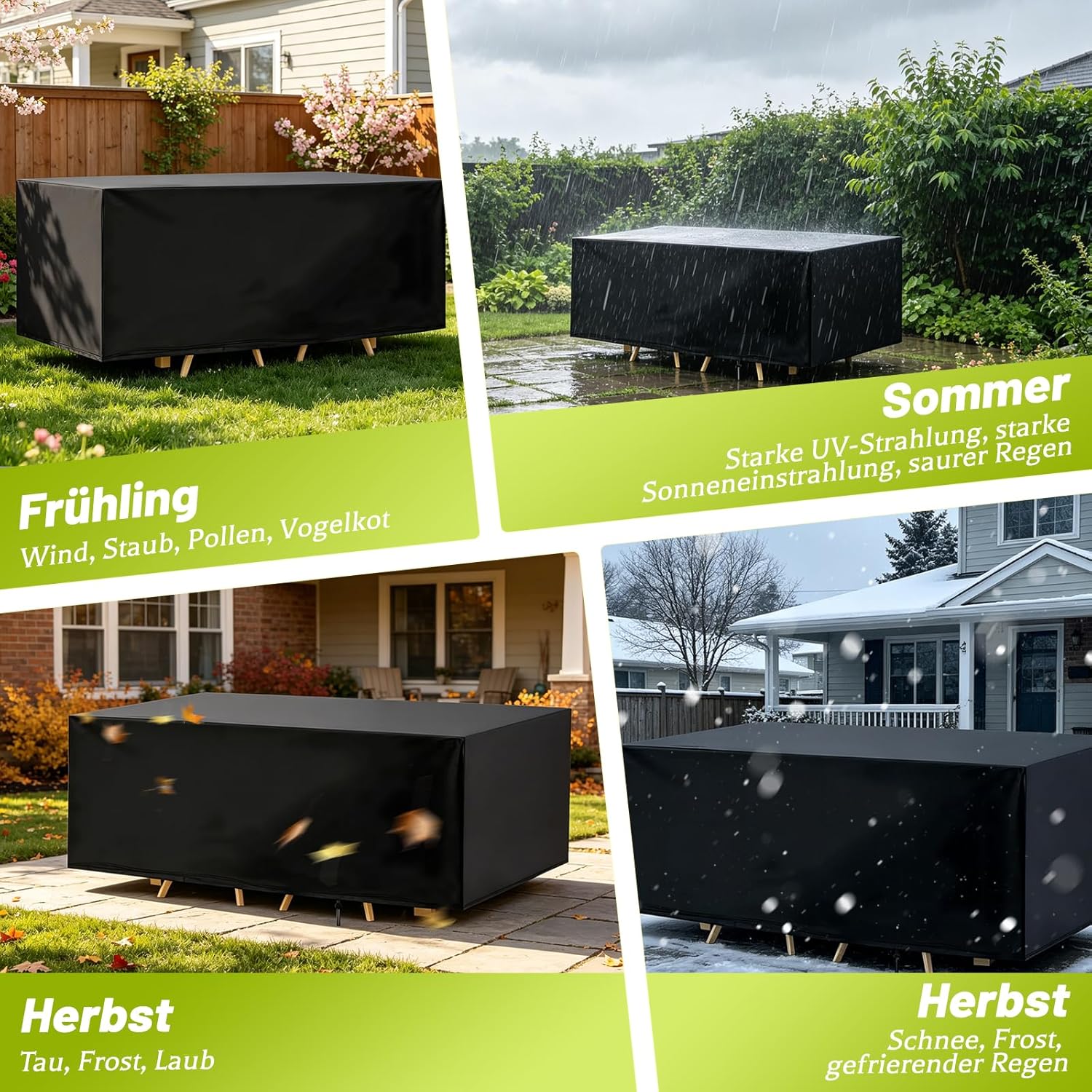 Thumbnail 6 de Aipwerer Abdeckung Gartenmöbel Wasserdicht – 213x132x72 cm, Schwarz, 420D Schutzhülle