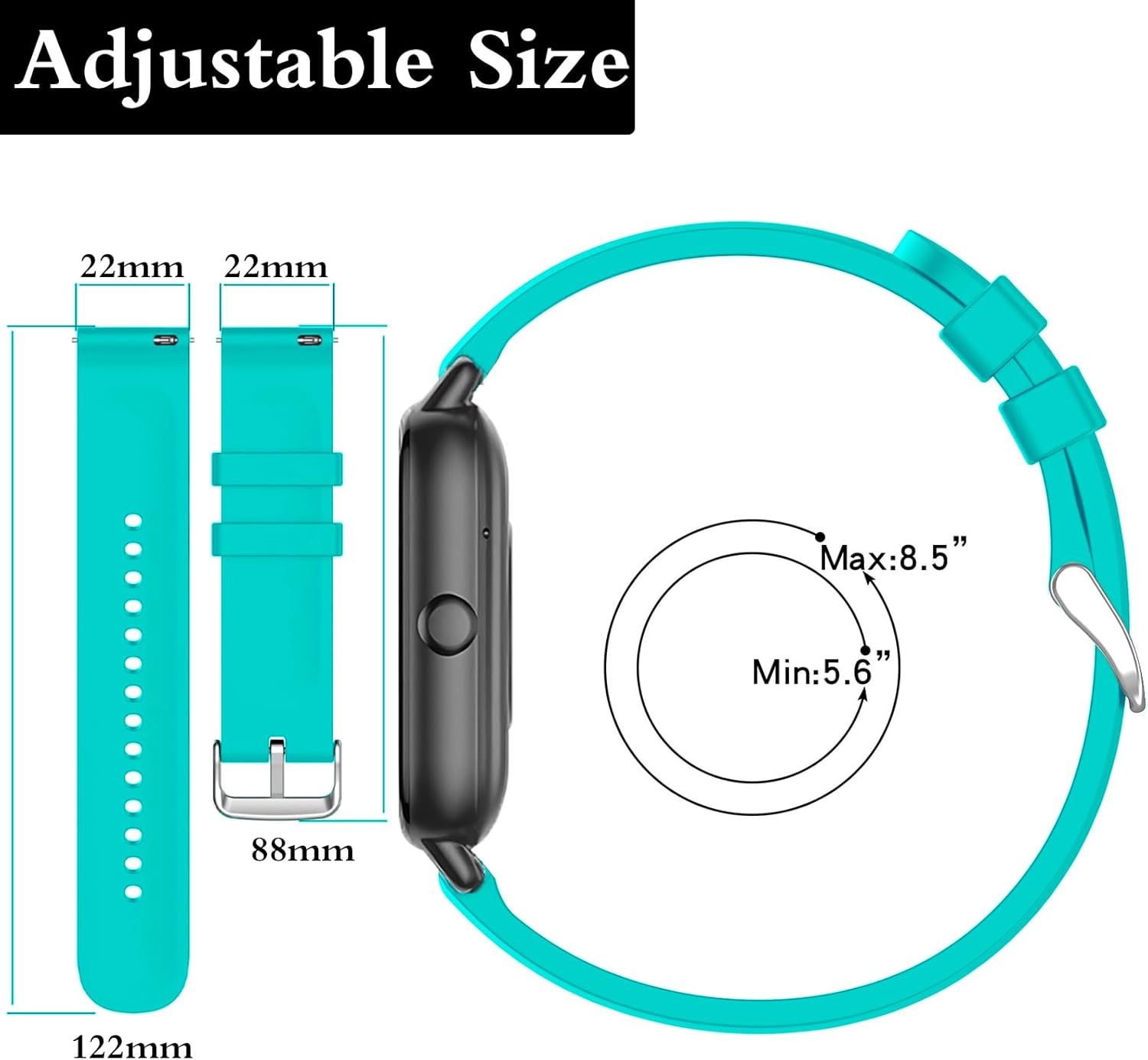 Thumbnail 3 de SUGARJAR 22mm Silicone Strap for Nerunsa P66D and Similar Models