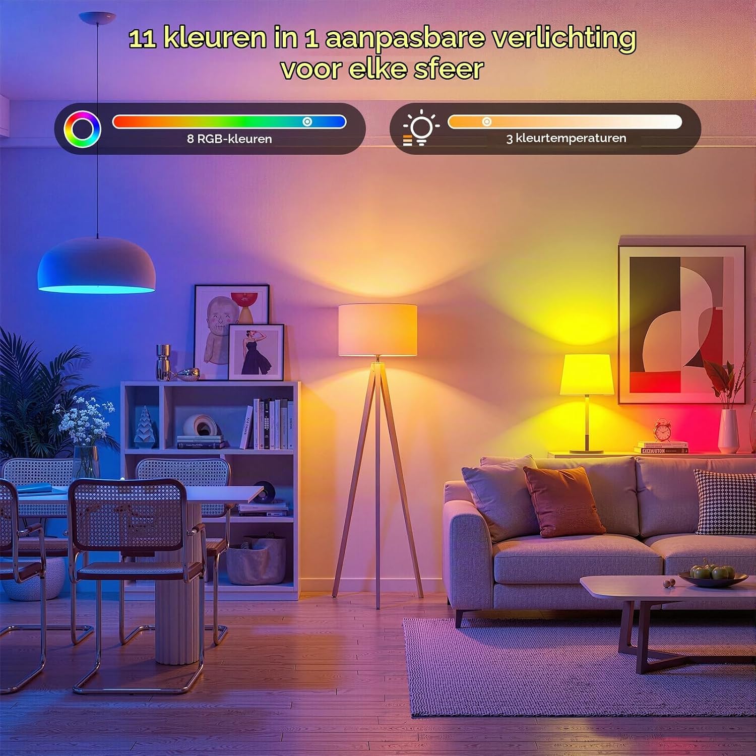 Detalle 2 de TaoFiaCo D0838 E27 RGB-oplaadbare ledlamp, dimbaar, set van 2
