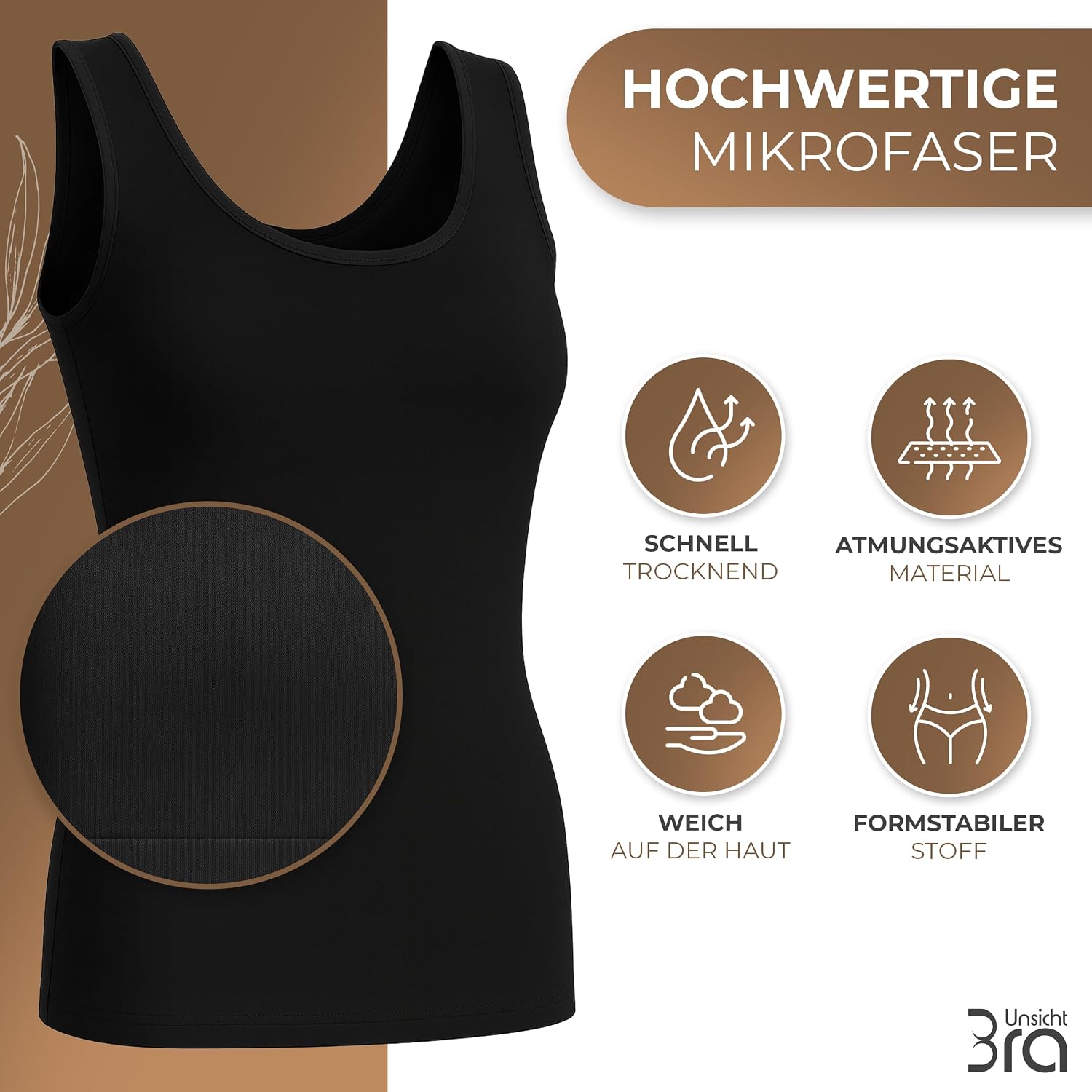 Thumbnail 1 de UnsichtBra 3er-Pack Shape Longshirt für Damen – Basic Mikrofaser-Unterhemden ohne Bügel (Weiß/Schwarz/Beige)