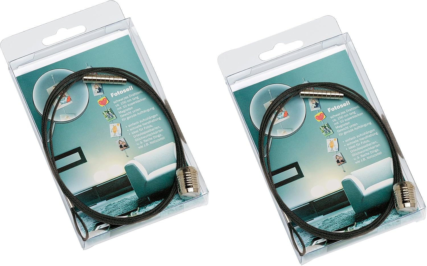 Walther Design Photo Rope Noir 1,5 m en métal Double Pack – MD150BD