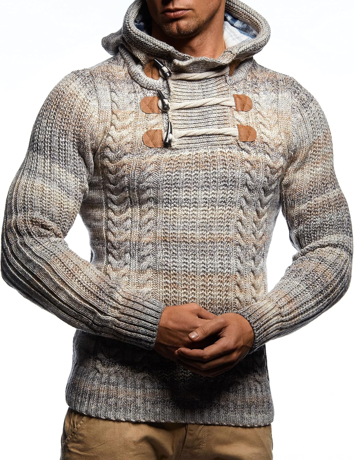 Detalle de Leif Nelson LN6004 : Pull-over tricoté à grosses mailles pour homme