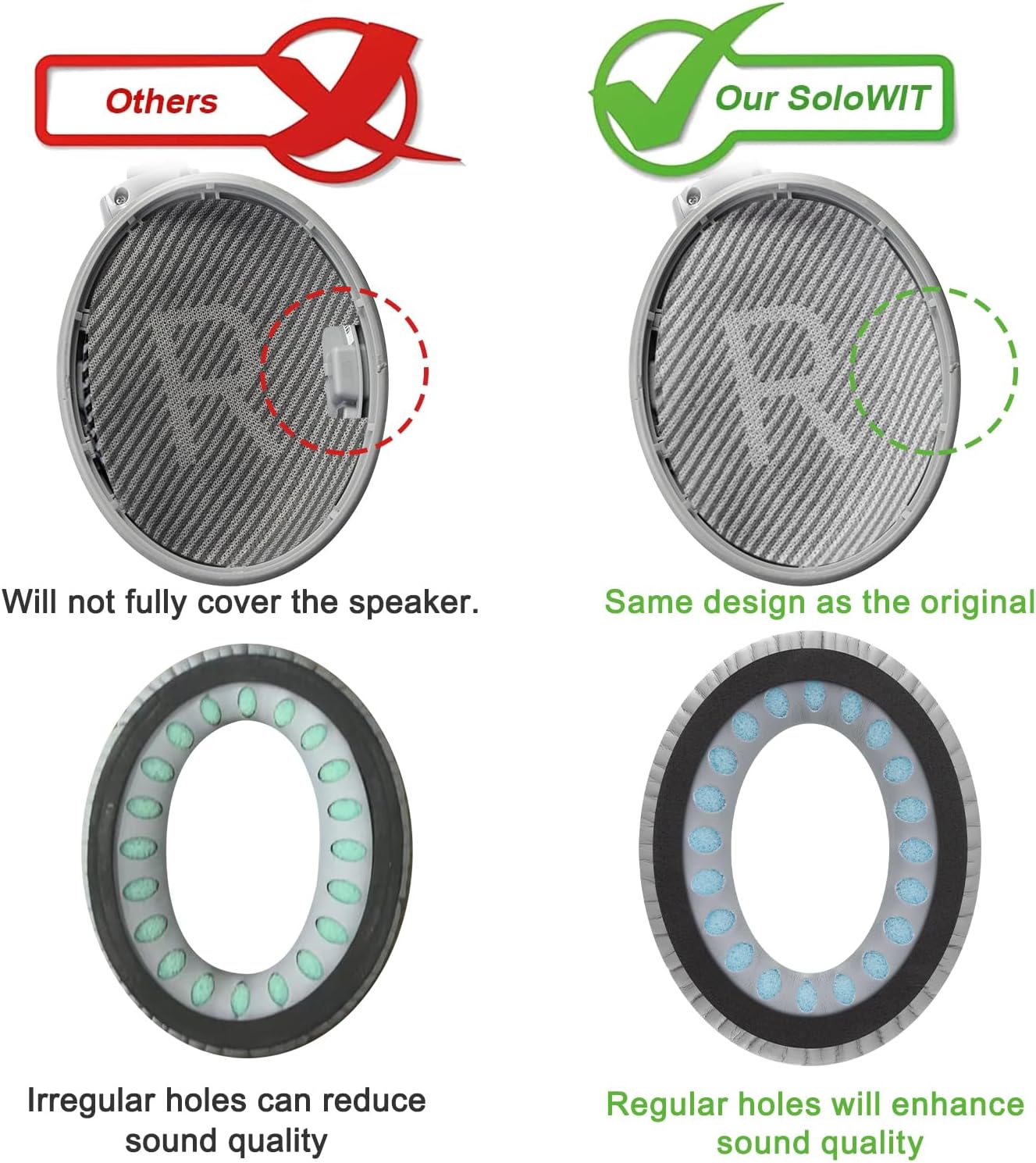 Thumbnail 5 de SoloWIT Replacement Earpads for Bose QuietComfort 35 (QC35) & QC35 II (QC35 ii) – Grey