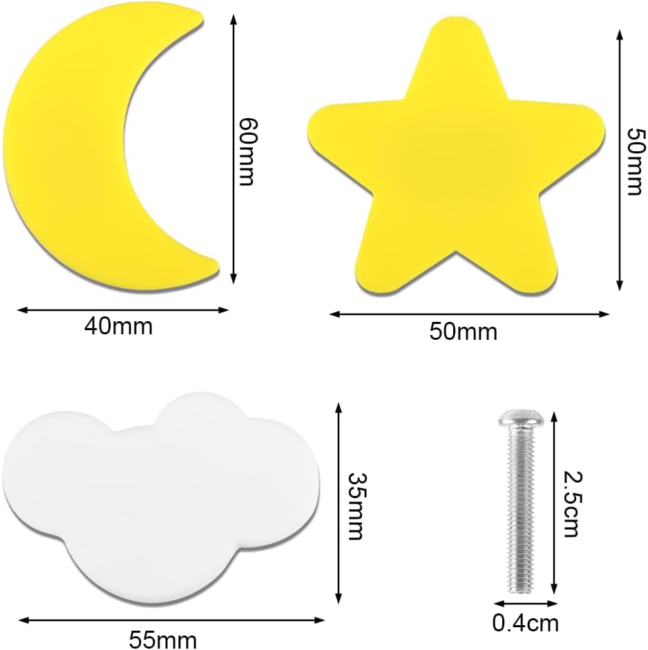 Detalle 2 de Aolso Pomelli per mobili bambini (9 pezzi) in gomma morbida con viti in acciaio inox, giallo