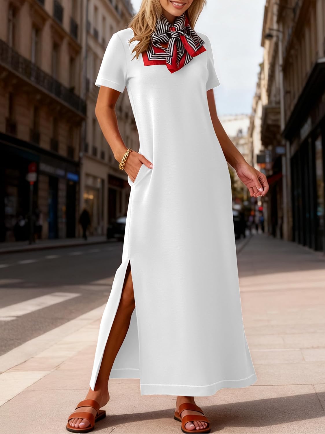 Thumbnail 2 de ANRABESS Womens Summer Casual Maxi Dress: Soft, Wrinkle-Free Travel Dress with Side Split