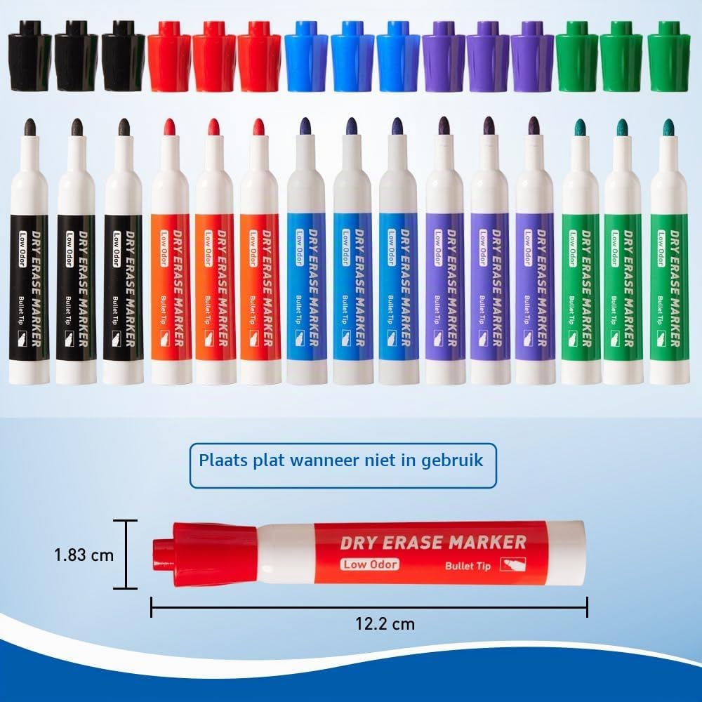 Thumbnail 6 de FLYWIND whiteboardstiften, 15 stuks, 2,7 mm ronde punt, meerkleurig