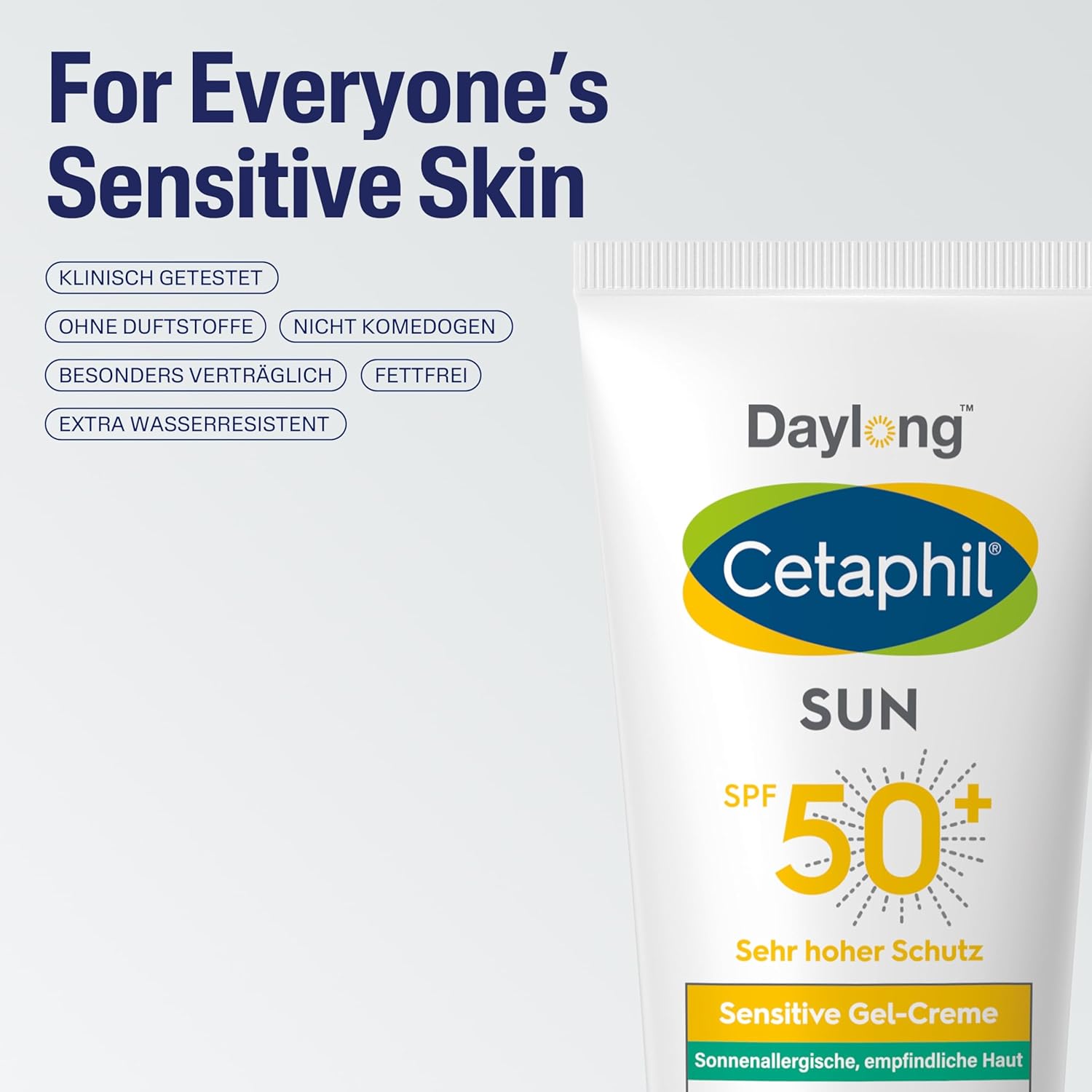 Detalle de CETAPHIL SUN Sensitive Gel-Creme SPF 50+ – leichte, fettfreie Sonnencreme für empfindliche Haut