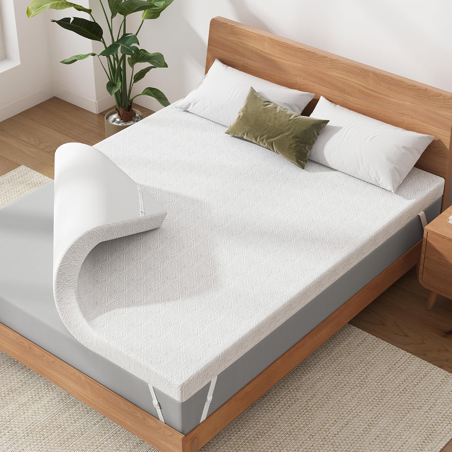 Detalle de Bednew TP01 matrastopper 160 x 200 cm, 8 cm met gelgeheugenschuim