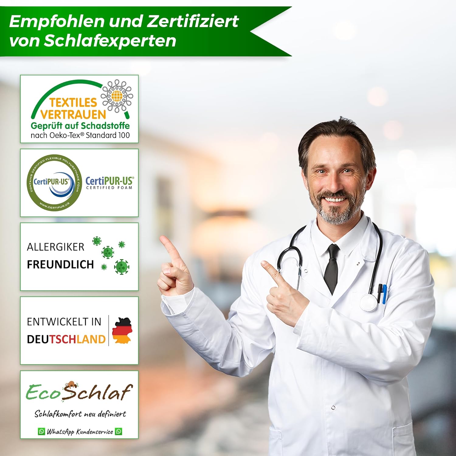 Thumbnail 1 de EcoSchlaf® Orthopädisches Premium-Nackenkissen aus Soft Memory Foam (weiß) – für Seitenschläfer
