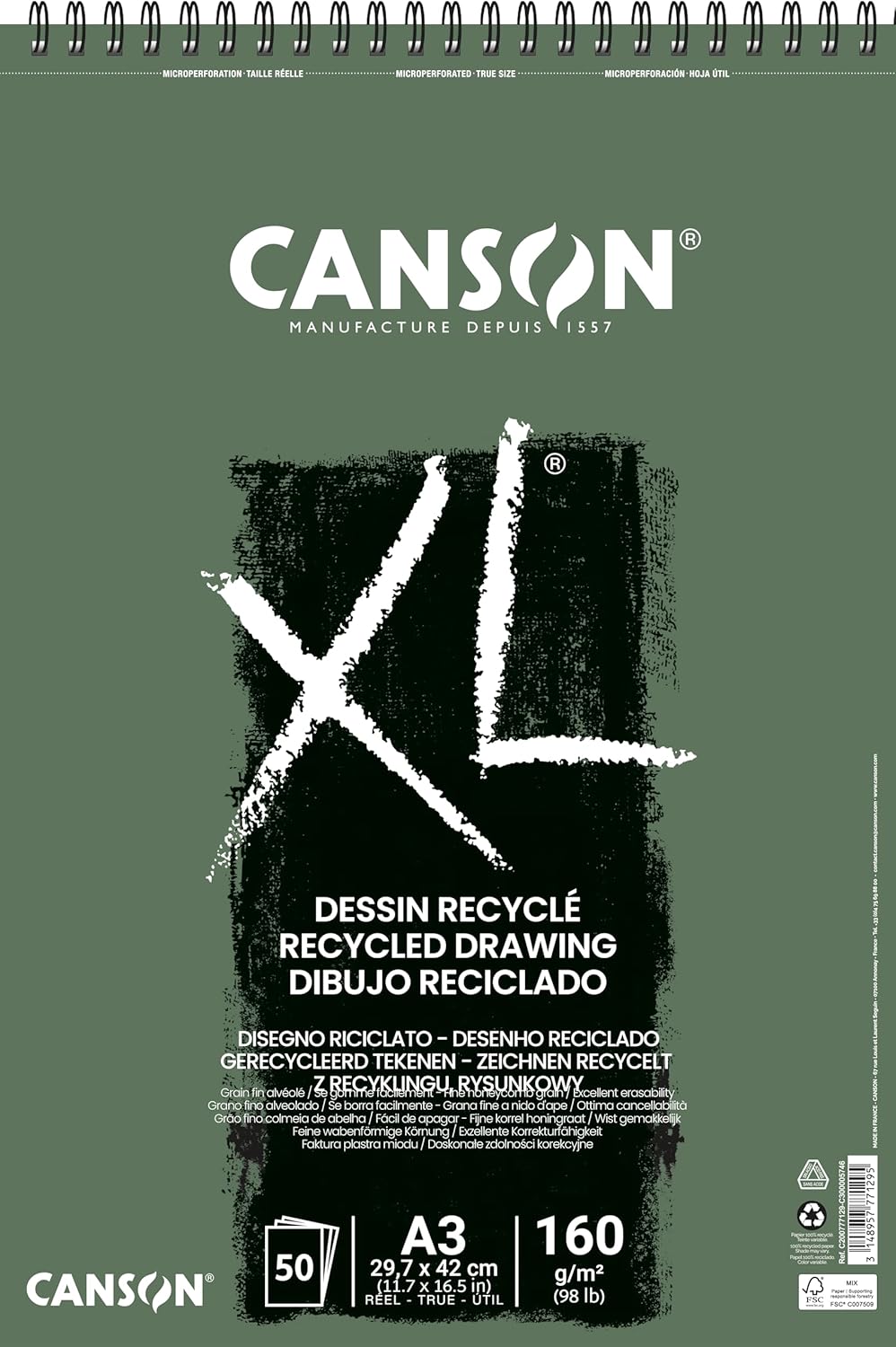 Thumbnail 3 de Album spiralé CANSON XL Recyclé — 50 feuilles A4 160 g/m²