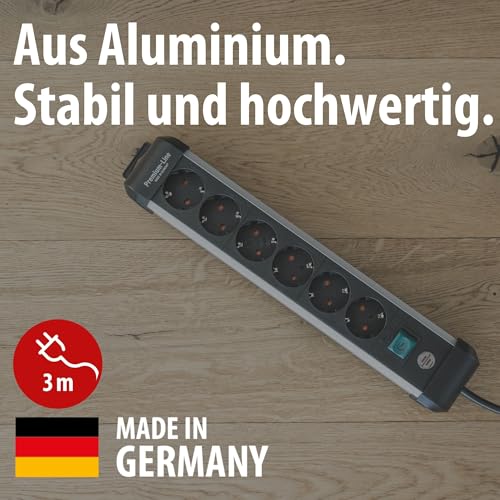 Thumbnail 1 de Brennenstuhl Premium-Alu-Line Steckdosenleiste 6-fach, 3 m – Aluminiumgehäuse, Wand- oder Tischmontage