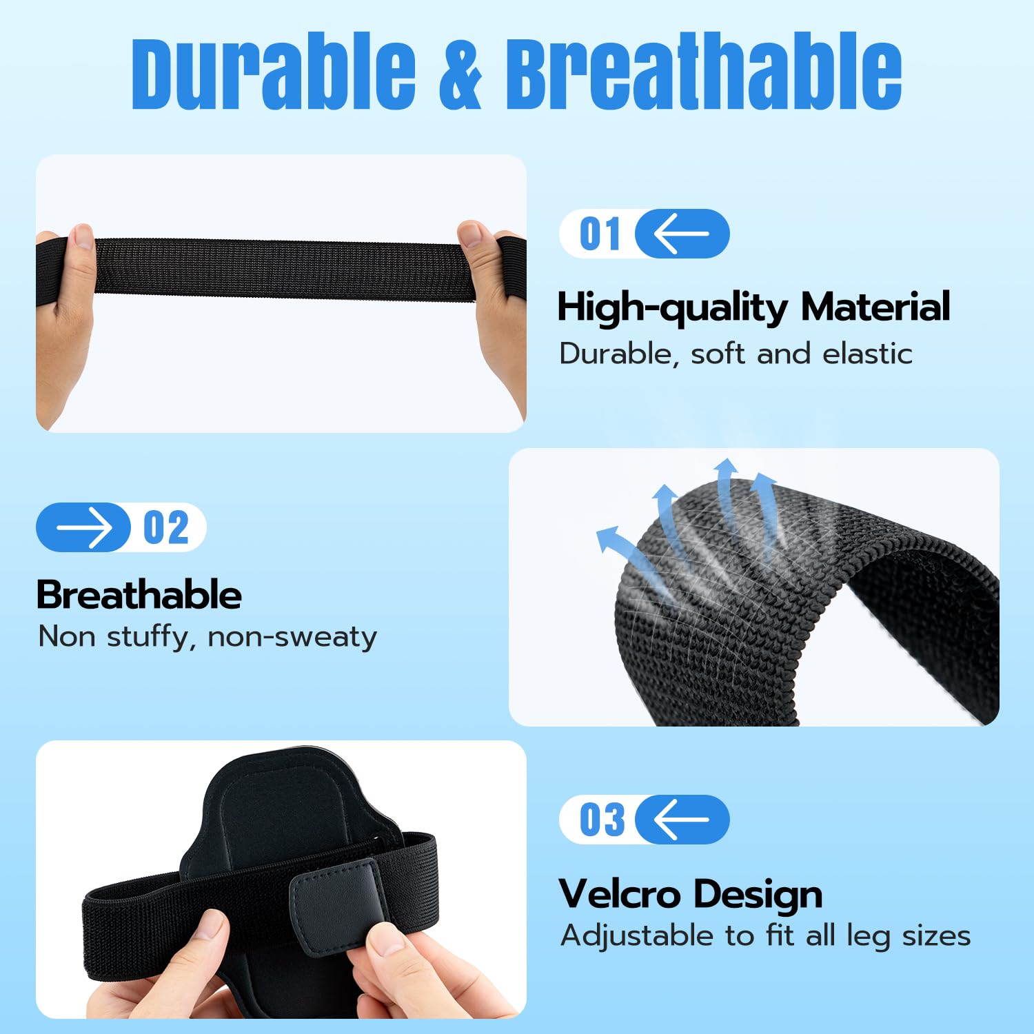 Detalle 2 de Mcbazel Joycon-Beingurt für Nintendo Switch 2 / Switch – verstellbares elastisches Beinband mit PVC-Halterung, 40/60 cm, Schwarz