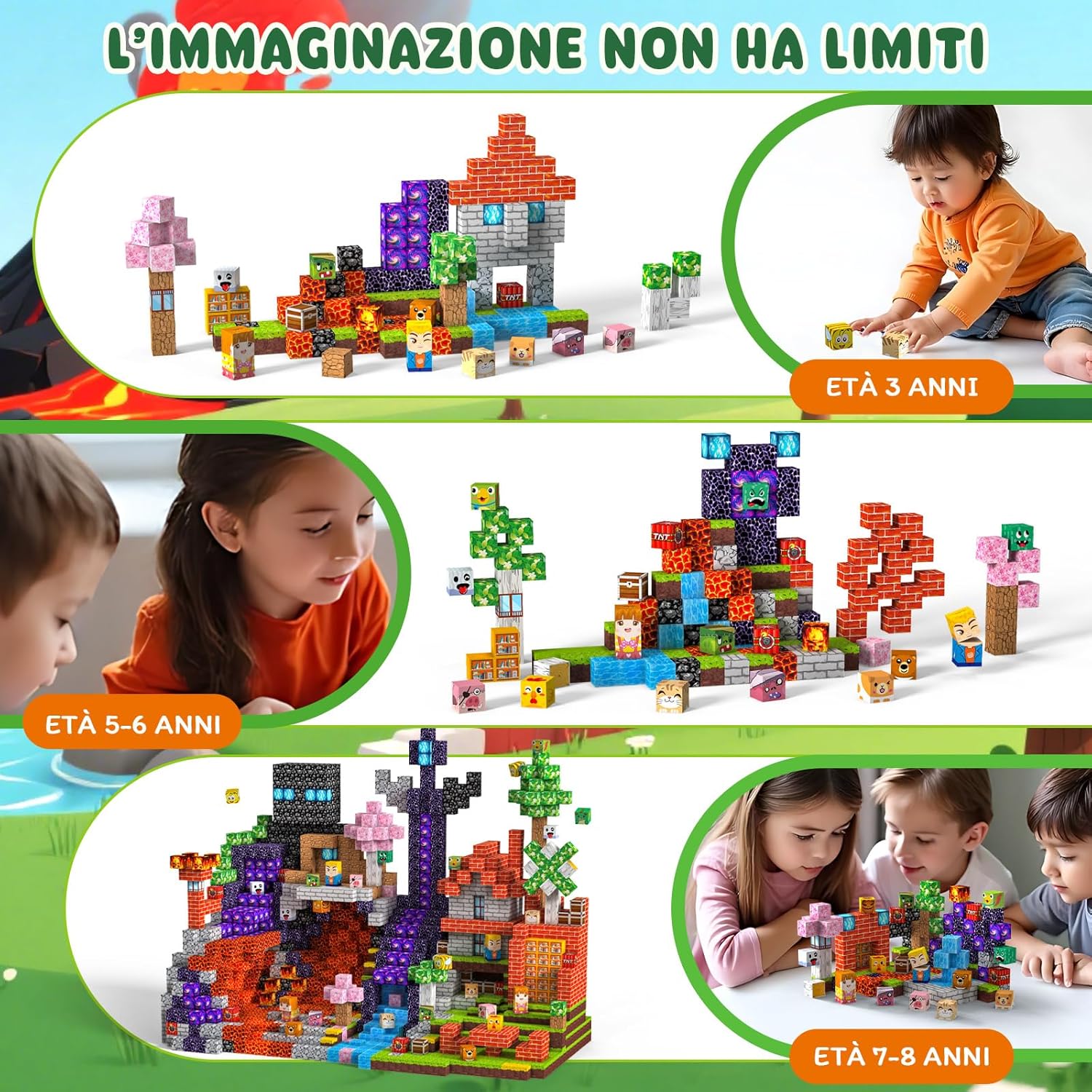 Thumbnail 3 de Crifeton Costruzioni Magnetiche per Bambini da 150 Pezzi (2 cm) – Cubi Magnetici 3+ per imparare e costruire
